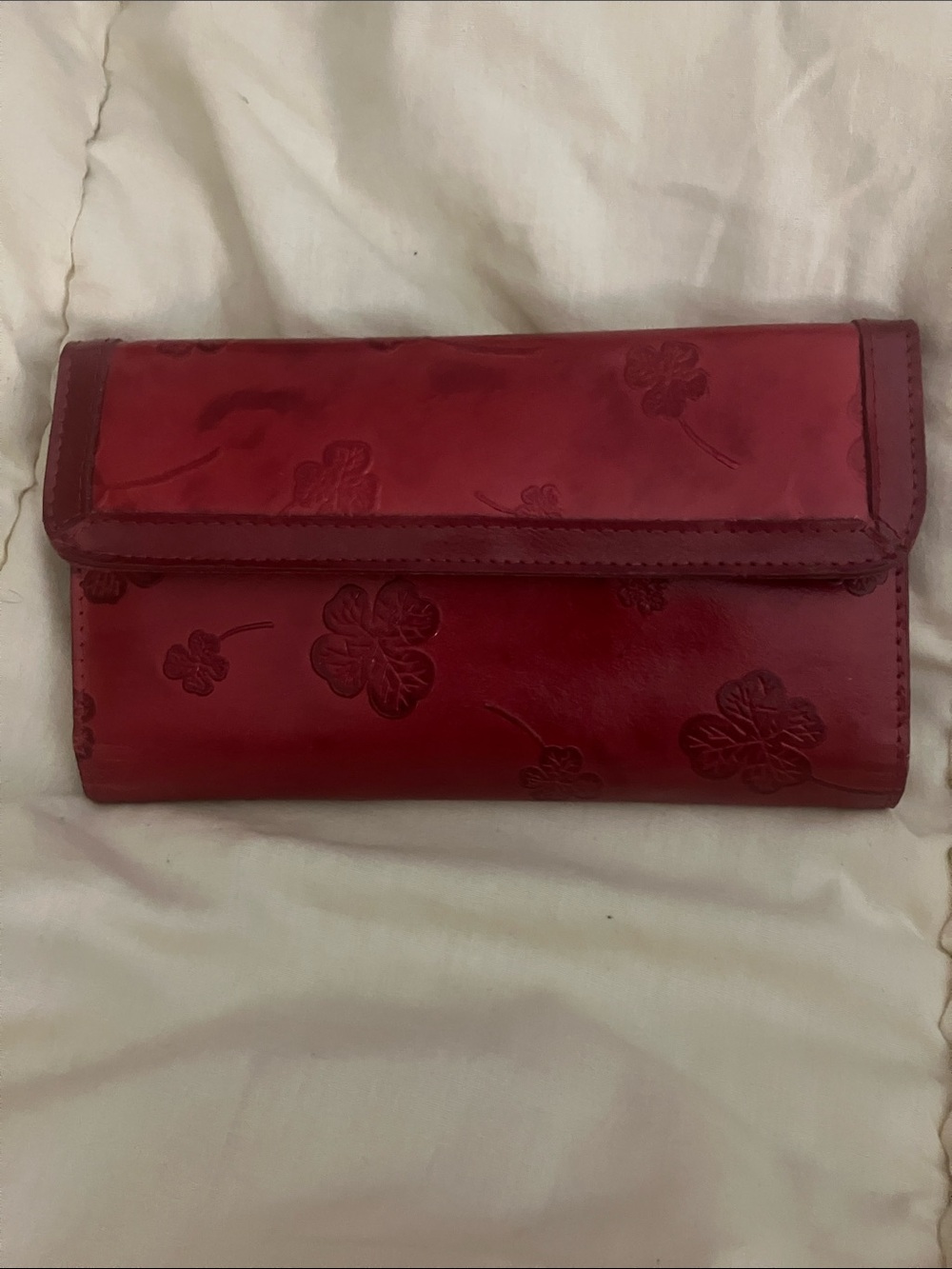 Red Floral Embossed Women’s Wallet
